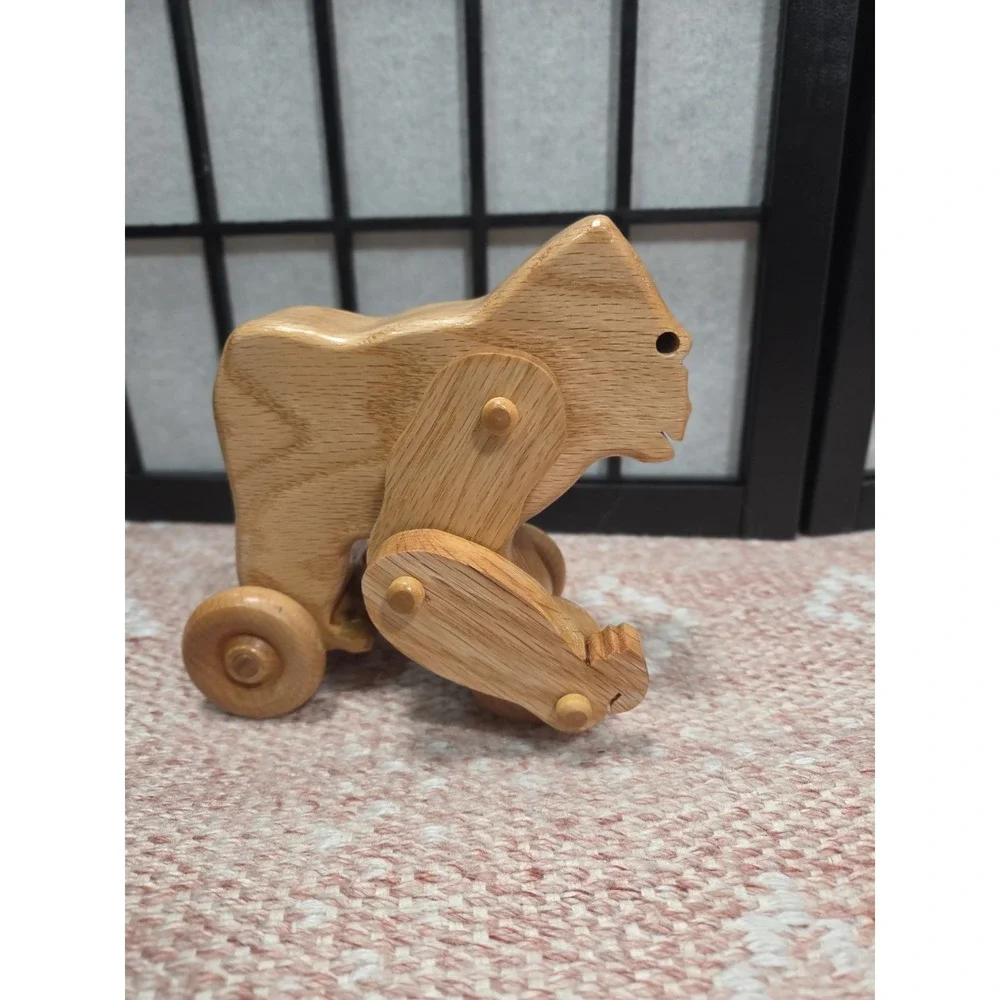 Vintage Wooden Rolling Gorilla